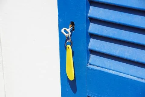 Key in keyhole on door Stock Photos