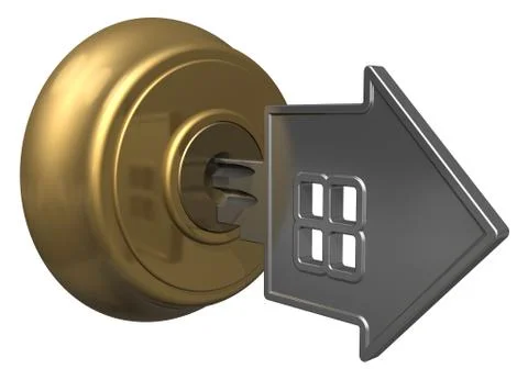 Key in keyhole Stock Illustration