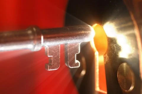 Key &amp; keyhole with light Stock Illustration