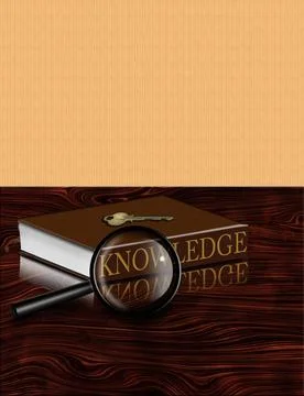 Key to knowledge Key to knowledge. Book on the table. 3D rendering Copyrig... Stock Photos