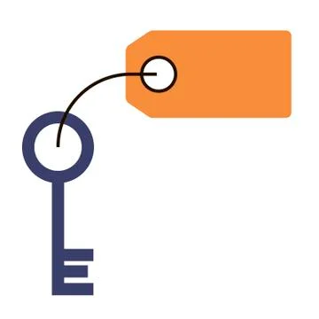 Key with label on white background. Vector illustration in trendy flat style Stock Illustration