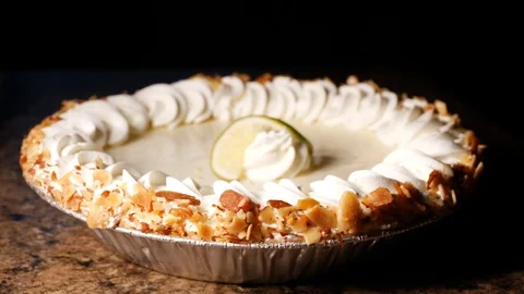 Key lime Pie with Wipe Cream ready to serve Stock Footage 95976899