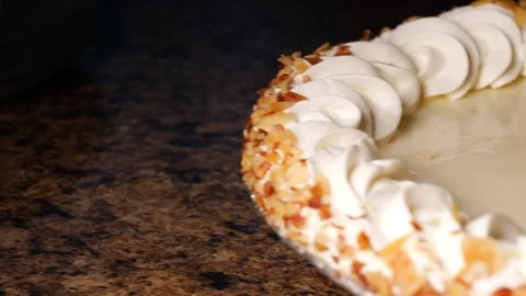 Key lime Pie with Wipe Cream ready to serve close up Stock Footage 95976960