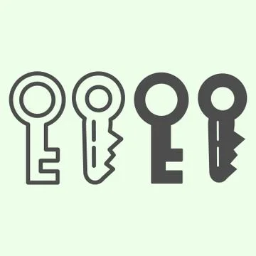 Key line and solid icon. Two house door keys symbol outline style pictogram on Stock Illustration
