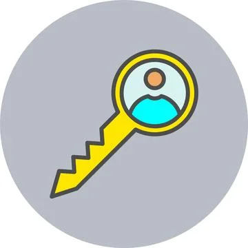 Key Line Filled Circle Icon Stock Illustration