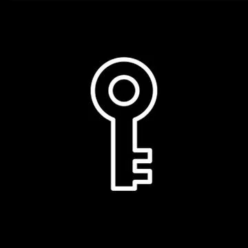 Key Line Icon On Black Background. Black Flat Style Vector Illustration. Stock Illustration
