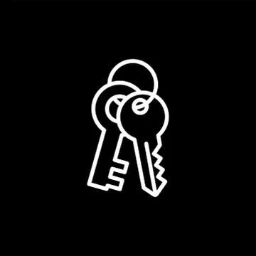 Key Line Icon On Black Background. Black Flat Style Vector Illustration. Stock Illustration