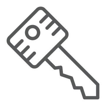 Key line icon, security and lock, unlock sign, vector graphics, a linear pattern Illustrazione stock