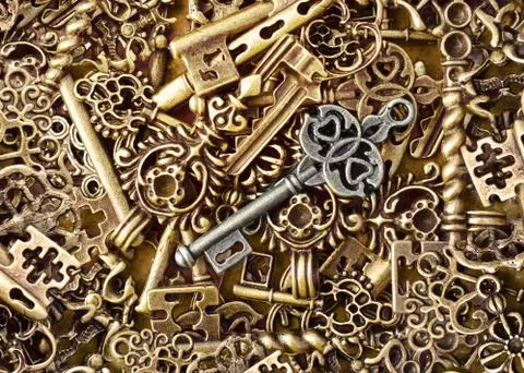 Key lock bunch keychain locks unlock sense Stock Photos