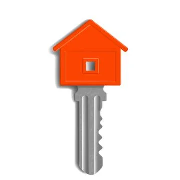The key to the lock in the form of house isolated on white backg 스톡 일러스트