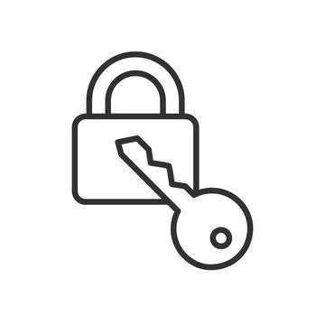 Key lock icon in line design. key, lock, security, password, safe, privacy Illustrazione stock