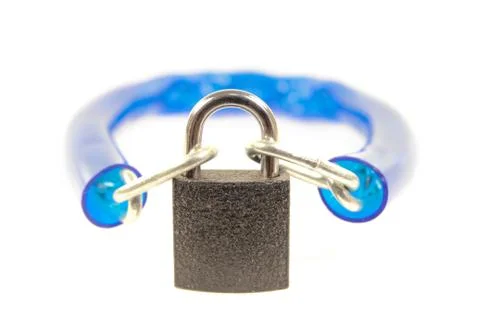 Key lock locked with a chain Stock Photos