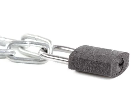 Key lock locked with a chain Stock Photos