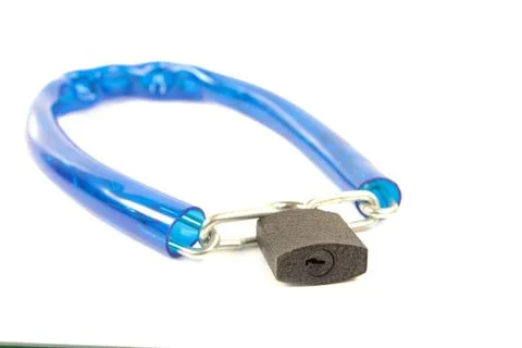 Key lock locked with a chain Stock Photos