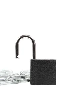 Key lock locked with a chain Stock Photos