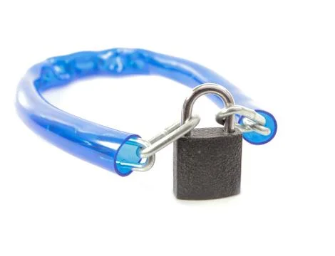 Key lock locked with a chain Stock Photos