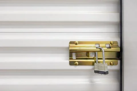 Key lock on self storage door Stock Photos