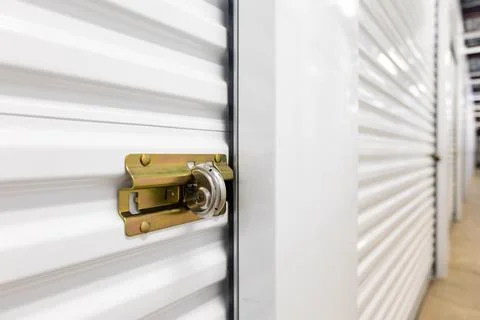 Key lock on self storage door Stock Photos