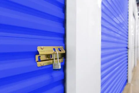 Key lock on self storage door Stock Photos