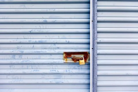 Key lock on self storage door Stock Photos