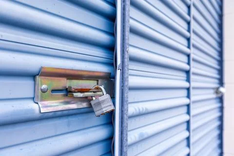 Key lock on self storage door Stock Photos