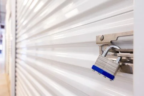 Key lock on self storage door Stock Photos
