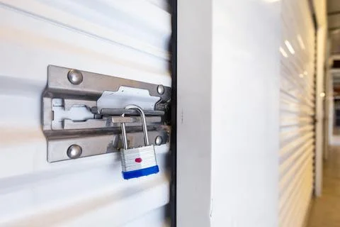Key lock on self storage door Stock Photos