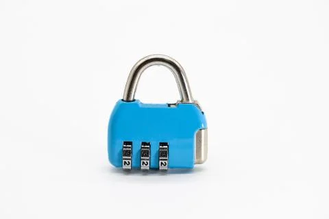 Key lock with three digit isolated and white background Stock Photos