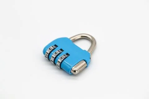 Key lock with three digit isolated and white background Stock Photos