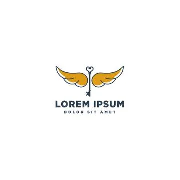 Key lock wings design concept vector illustration icon element Stock Illustration