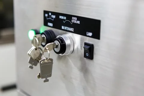 Key lockfor stop start machine Stock Photos