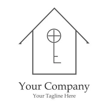Key logo and house logo combination, key house logo - printable and editable Stock Illustration