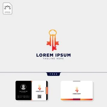 Key logo template vector illustration and free business card design Stock Illustration