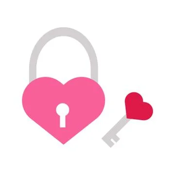 Key Love Heart Padlock Vector Illustration Graphic Stock Illustration