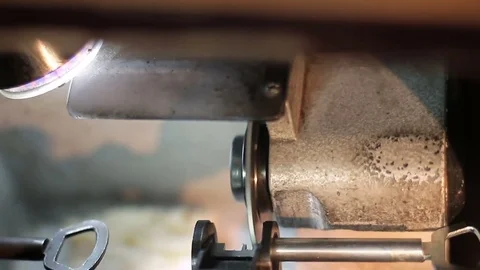 Key Machine cutting A Key On A Professional equipment Stock Footage 77403537