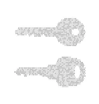 Key Made From Binary Code on White Background Stock Illustration