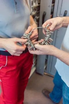 Key maker with a bunch of skeleton keys Stock-Fotos