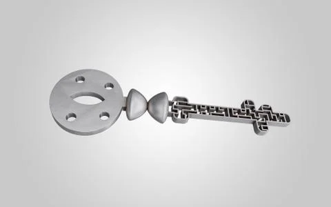 The key is a maze, on a gray gradient background. Illustrazione stock