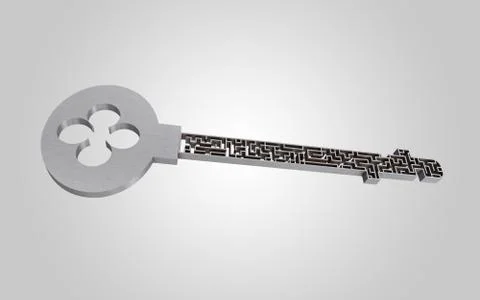 The key is a maze, on a gray gradient background. Illustration