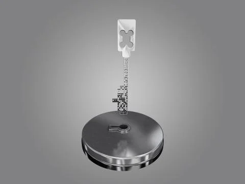 The key is a maze, on a gray gradient background. Stock Illustration