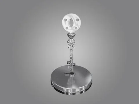 The key is a maze, on a gray gradient background. Stock Illustration