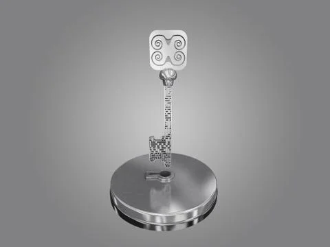 The key is a maze, on a gray gradient background. Stock Illustration