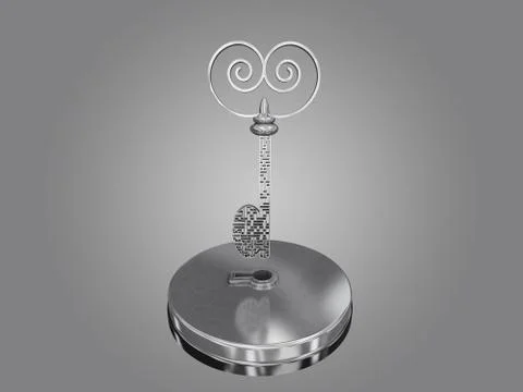 The key is a maze, on a gray gradient background. Stock Illustration