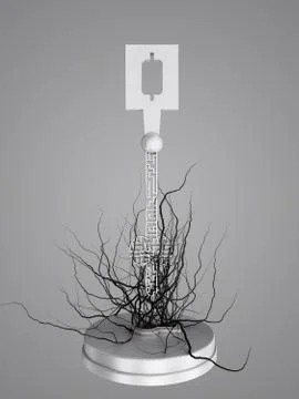 The key is a maze, With roots from the keyhole. Stock Illustration
