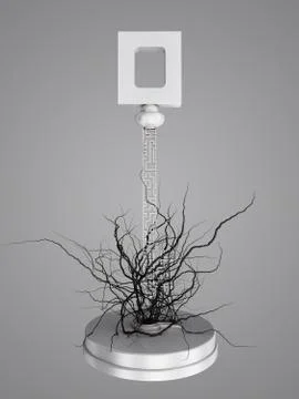 The key is a maze, With roots from the keyhole. Stock Illustration