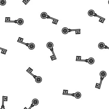 Key medieval vector seamless pattern Stock Illustration