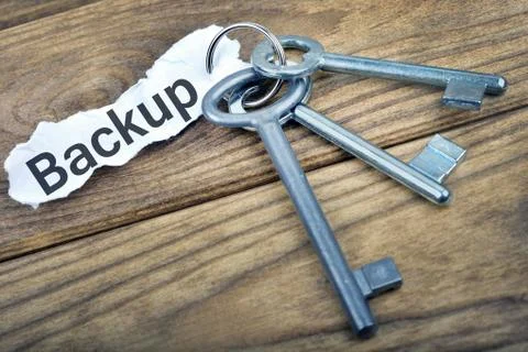 Key with message Backup Stockfoto's