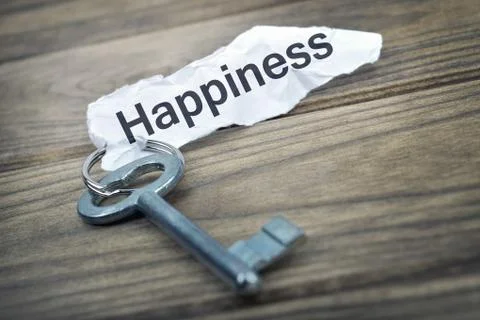 Key with message Happiness Stock Photos