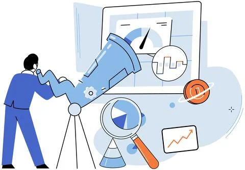 Key metrics. Efficient management key metrics drives success in finance Stock Illustration