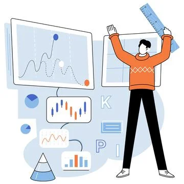 Key metrics. Statistics play significant role in professional financial analysis Stock Illustration